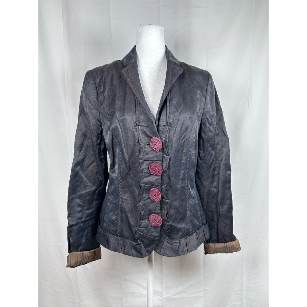 Anthropologie People Like Frank Two Tone Jacket Women’s Large Blue Red Ruffle
